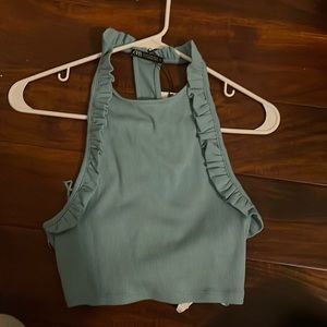 Green zara top!!
